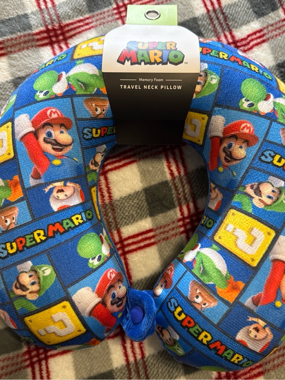 Nintendo Kids Blue Memory Foam Travel Neck Pillow